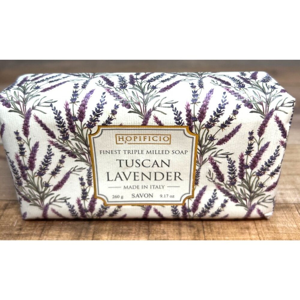 H2O PIFICIO Tuscan Lavender Triple Milled Italian Soap Bar 9.17 Oz Luxury Bath B